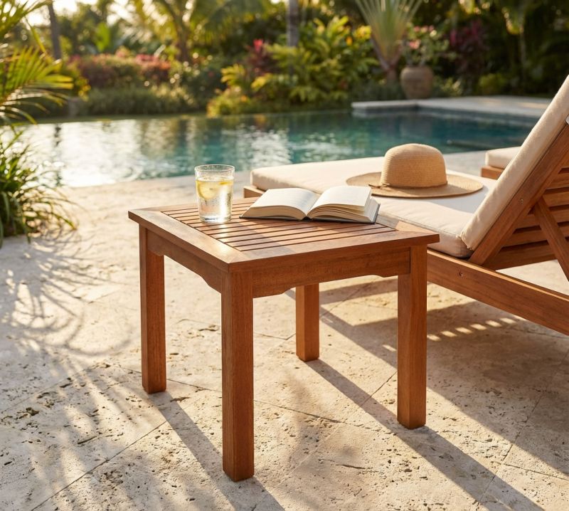 RIACO - tavolino quadrato da giardino in legno massiccio di acacia
