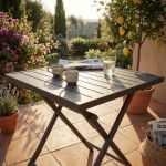 ABELUS - tavolo da giardino quadrato pieghevole salvaspazio in alluminio