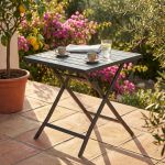 ABELUS - tavolo da giardino quadrato pieghevole salvaspazio in alluminio