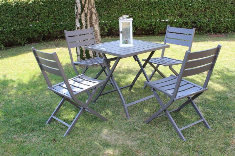 ABELUS - tavolo da giardino quadrato pieghevole salvaspazio in alluminio