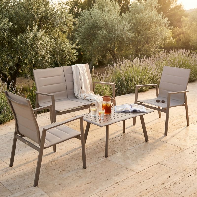 EXSILIUM - salotto da giardino 4 posti in alluminio