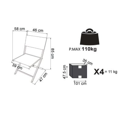 GAJA - sedia da giardino in alluminio e textilene pieghevole salvaspazio