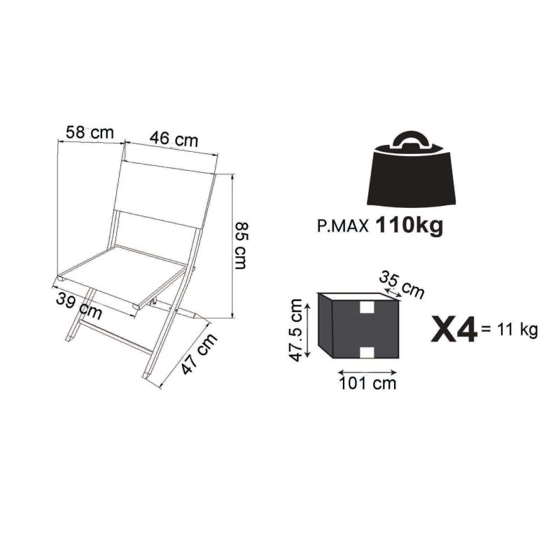 GAJA - sedia da giardino in alluminio e textilene pieghevole salvaspazio