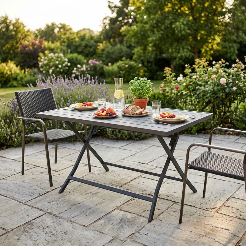 ABELUS - tavolo da giardino pieghevole salvaspazio in alluminio