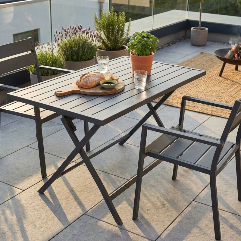 ABELUS - tavolo da giardino pieghevole salvaspazio in alluminio