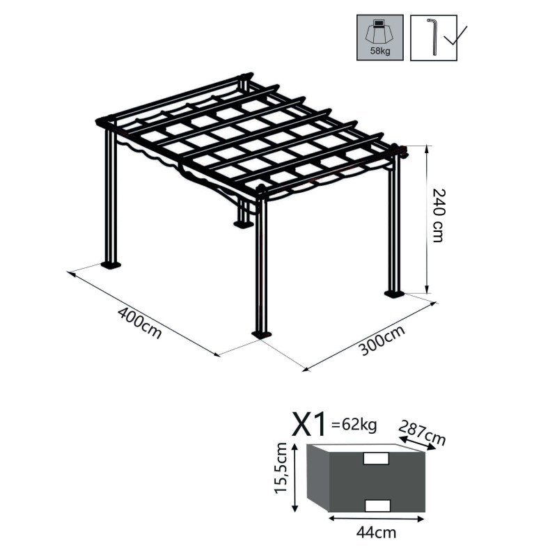 ARON - gazebo da giardino 3 x 3 m