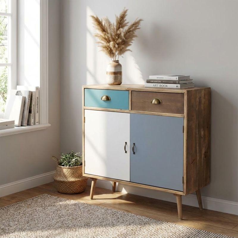 ADELINE - mobiletto 2 ante e 2 cassetti in mdf multicolor