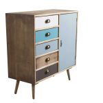 ADELINE - mobiletto 1 anta e 5 cassetti in mdf multicolor