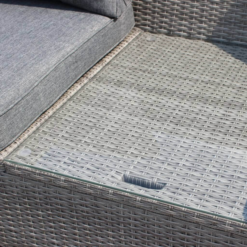 GRANDIS - divano da giardino con 2 pouf completo di cuscino intreccio in rattan sintetico