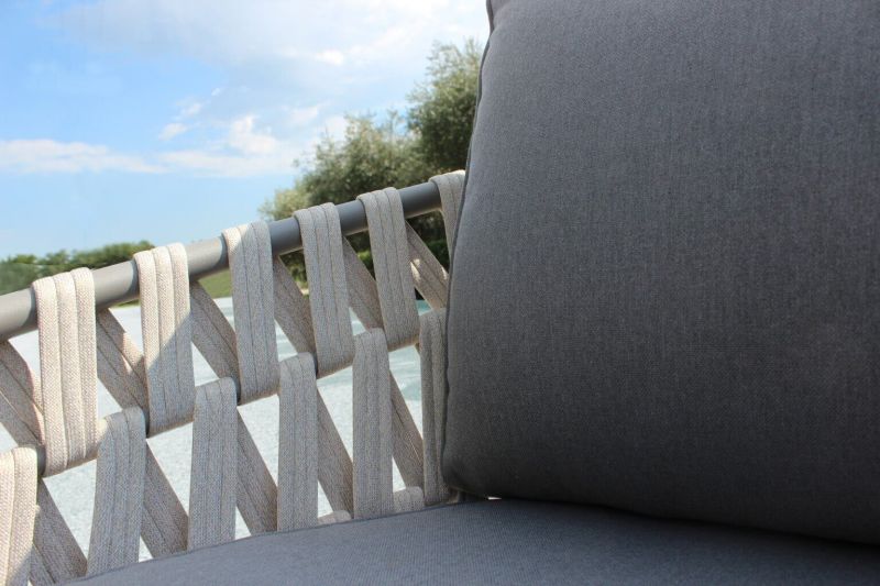 DORCAS - salotto da giardino completo di cuscini intreccio in rattan sintetico