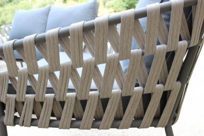 DORCAS - salotto da giardino completo di cuscini intreccio in rattan sintetico