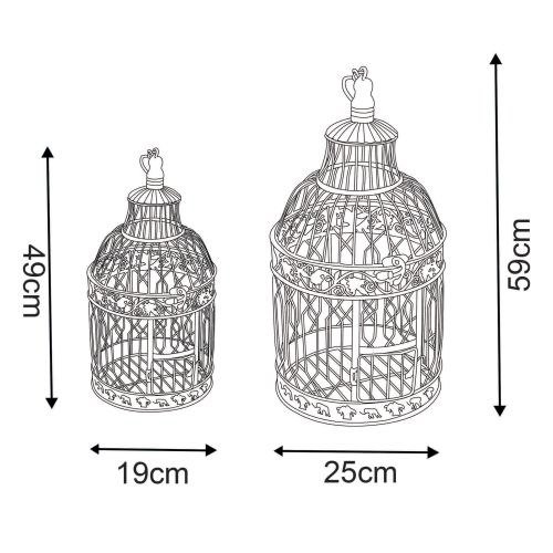 SALOMON - set 2 gabbie tonde stile provenzale in ferro verniciato