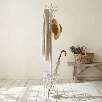 appendiabiti da terra con portaombrelli stile provenzale in ferro verniciato cm 25 x 183 h