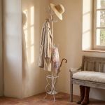 appendiabiti da terra con portaombrelli stile provenzale in ferro verniciato cm 35 x 183 h