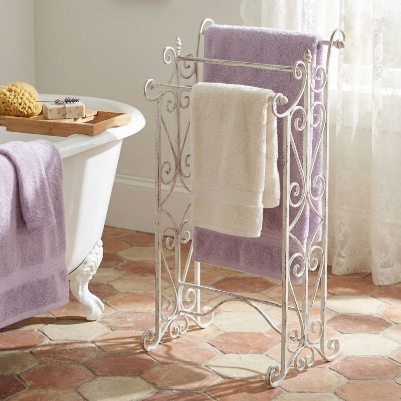 porta asciugamani stile provenzale in ferro verniciato cm 44 x 34 x 90 h