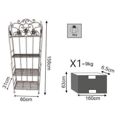 ELEONORE - scaffale 4 piani stile provenzale in ferro verniciato
