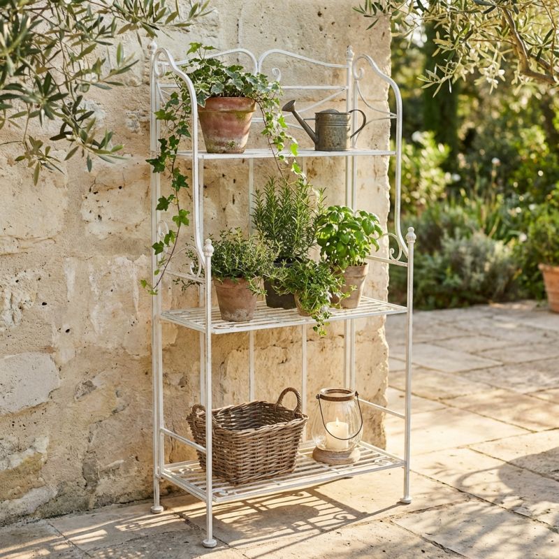 DORIANE - scaffale 3 piani stile provenzale in ferro verniciato