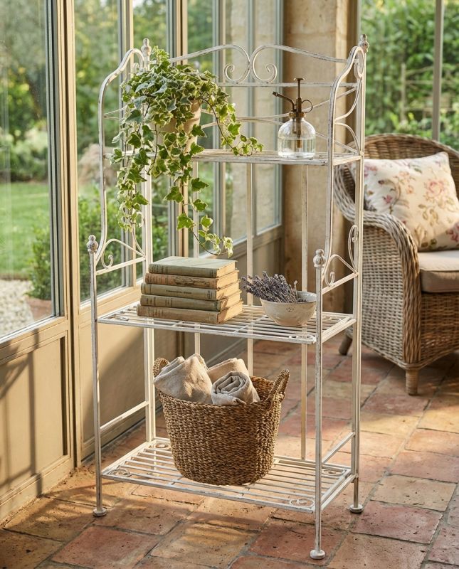 DORIANE - scaffale 3 piani stile provenzale in ferro verniciato