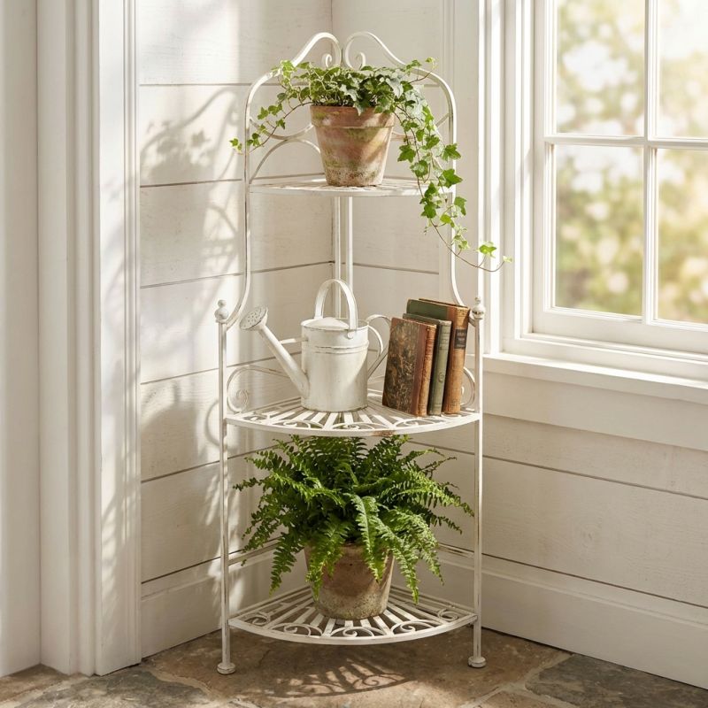 ELOÏSE - scaffale 3 piani angolare stile provenzale in ferro verniciato