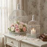 SAMUEL - set di 2 gabbie rettangolari stile provenzale in ferro verniciato