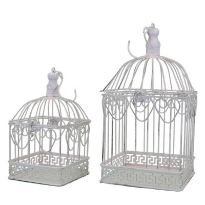 SAMUEL - set di 2 gabbie rettangolari stile provenzale in ferro verniciato