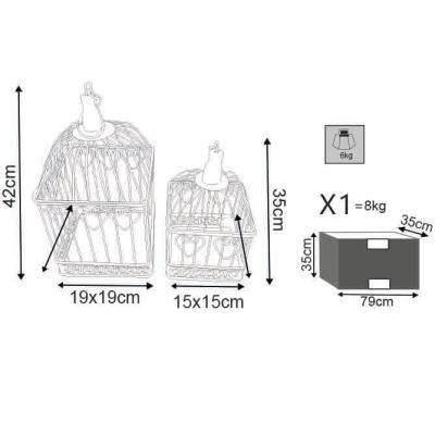 SAMUEL - set di 2 gabbie rettangolari stile provenzale in ferro verniciato