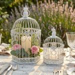 SEBATIEN - set di 2 gabbie esagonali stile provenzale in ferro verniciato