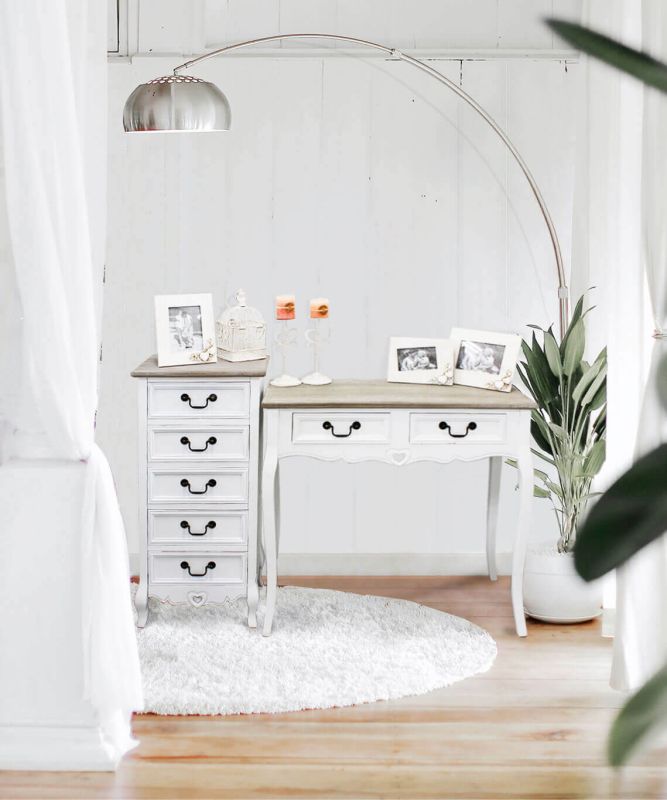 mobiletto con 2 cassetti in legno di paulownia shabby chic