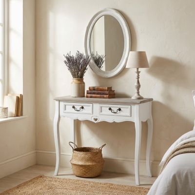 mobiletto con 2 cassetti in legno di paulownia shabby chic