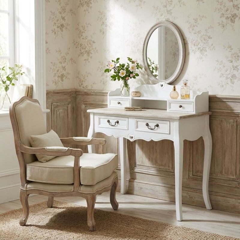 LOR - Scrittoio con 4 cassetti in legno di paulownia