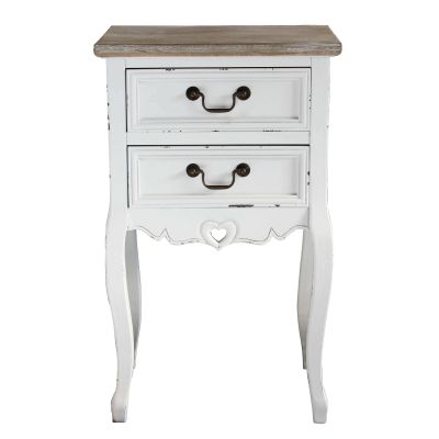 FLORIAN - mobiletto 2 cassetti in legno di paulownia shabby chic