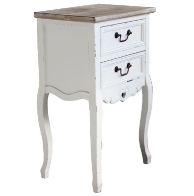 FLORIAN - mobiletto 2 cassetti in legno di paulownia shabby chic