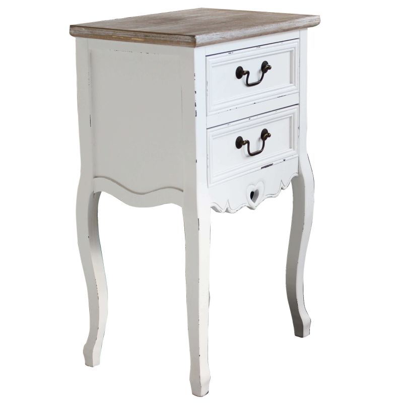 FLORIAN - mobiletto 2 cassetti in legno di paulownia shabby chic