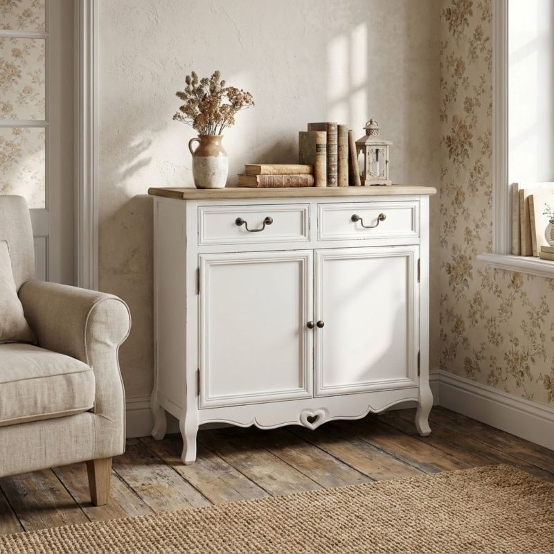 CONSTANCE - credenza 2 ante 2 cassetti in legno di paulownia shabby chic