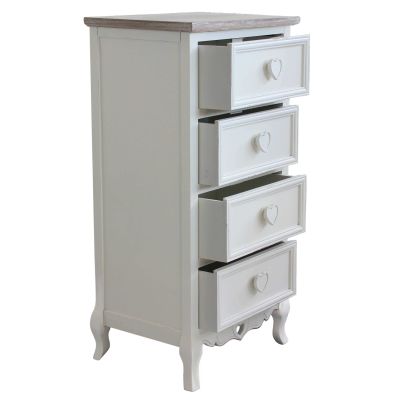 CAMILLE - cassettiera 4 cassetti in legno di paulownia shabby chic