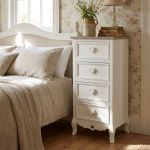 CAMILLE - cassettiera 4 cassetti in legno di paulownia shabby chic