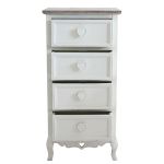 CAMILLE - cassettiera 4 cassetti in legno di paulownia shabby chic
