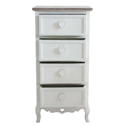 CAMILLE - cassettiera 4 cassetti in legno di paulownia shabby chic