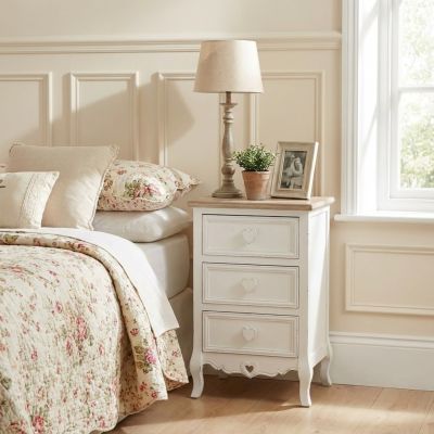 BRIGITTE - mobiletto 3 cassetti in legno di paulownia shabby chic