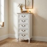 CARINE - cassettiera 5 cassetti in legno di paulownia shabby chic