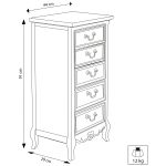 CARINE - cassettiera 5 cassetti in legno di paulownia shabby chic