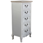CARINE - cassettiera 5 cassetti in legno di paulownia shabby chic