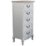 CARINE - cassettiera 5 cassetti in legno di paulownia shabby chic