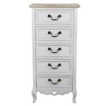 CARINE - cassettiera 5 cassetti in legno di paulownia shabby chic