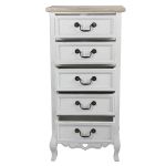 CARINE - cassettiera 5 cassetti in legno di paulownia shabby chic