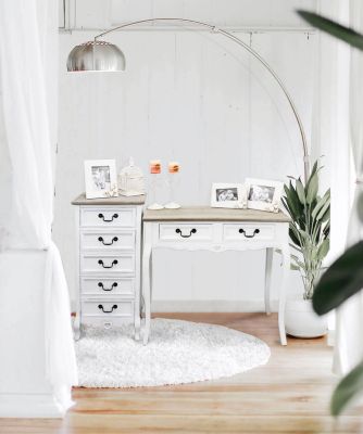 CARINE - cassettiera 5 cassetti in legno di paulownia shabby chic