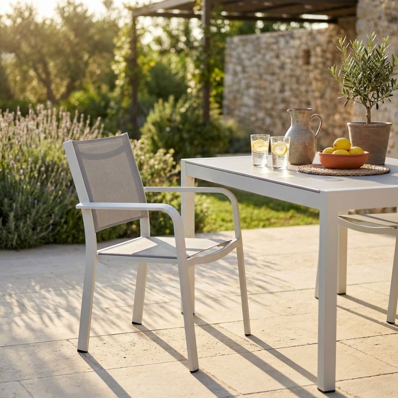 SPLENDOR - poltrona da giardino in alluminio e textilene impilabile