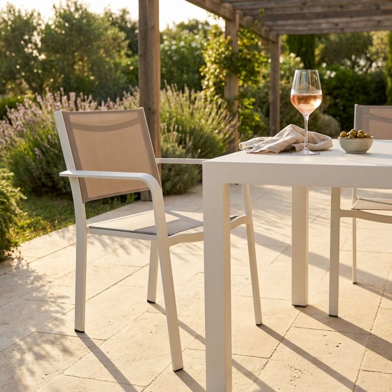 SPLENDOR - poltrona da giardino in alluminio e textilene impilabile