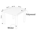 MYKONOS - tavolo da giardino in alluminio ricoperto di wicker