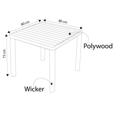 MYKONOS - tavolo da giardino in alluminio ricoperto di wicker